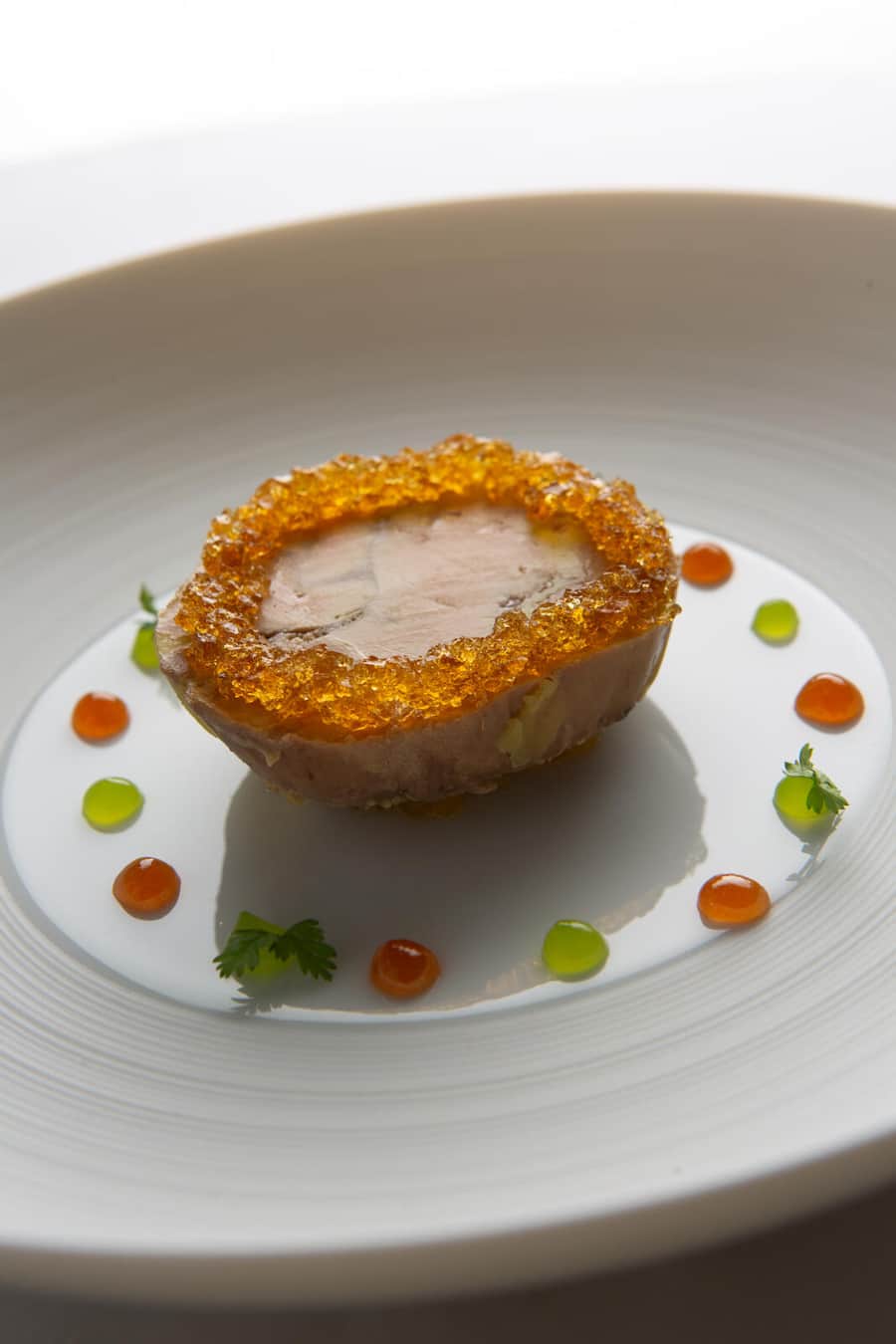 Marinierte Gänseleber, Apfel-Ingwer-Kompott, Chateau-Rieussec-Gelée (Wolfgang Kuchler)