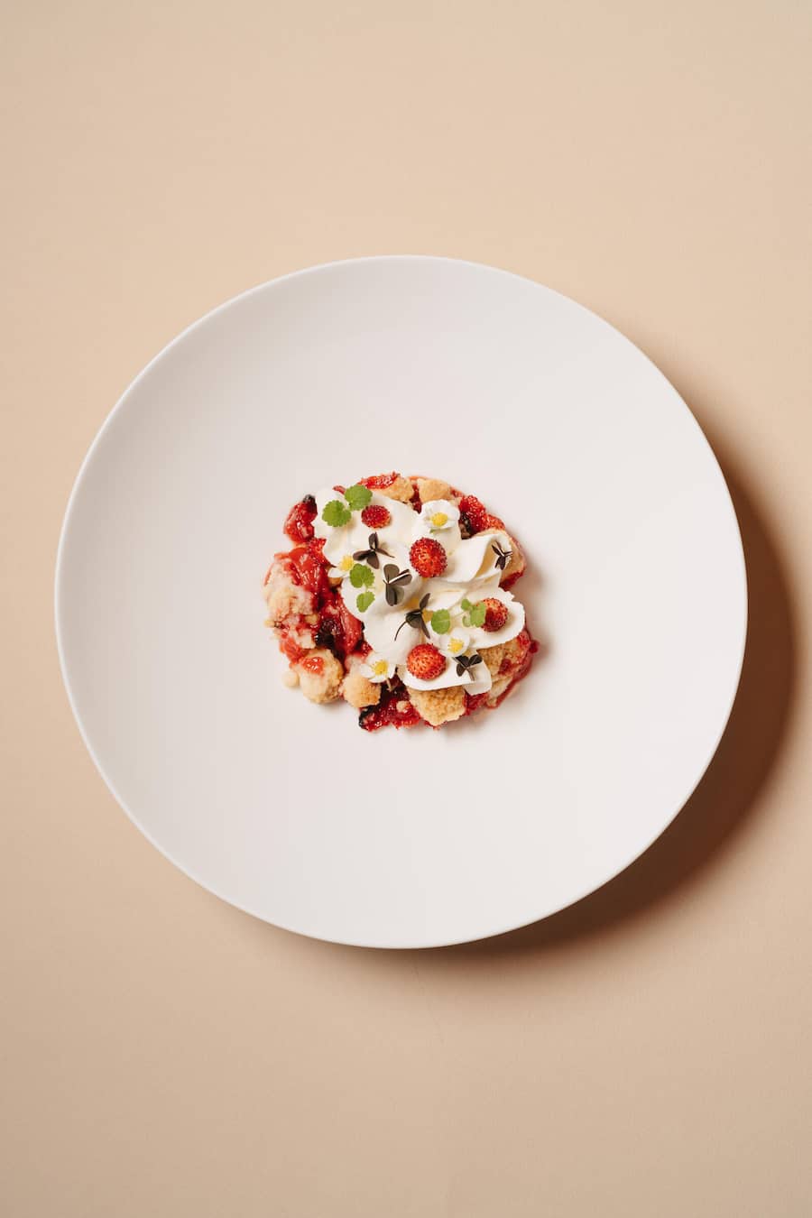 Erdbeer-Crumble mit Vanille-Chantily - Noemi Bernard, Sternen Walchwil - Zu Besuch beim Buurgarte Boog Hünenberg - Juni 2024 - Copyright Olivia Pulver