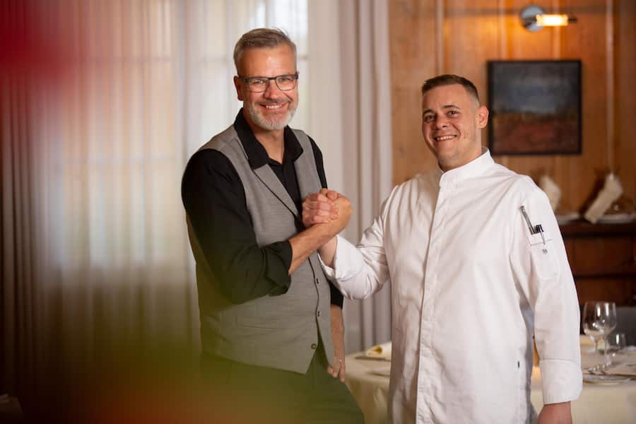 v.l. Gastgeber Filip Strobl mit Küchenchef Andreas Laufer
