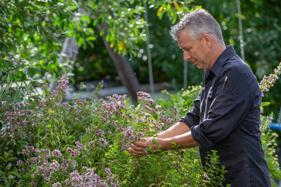 Martin Göschel im Garten The Alpina Gstaad