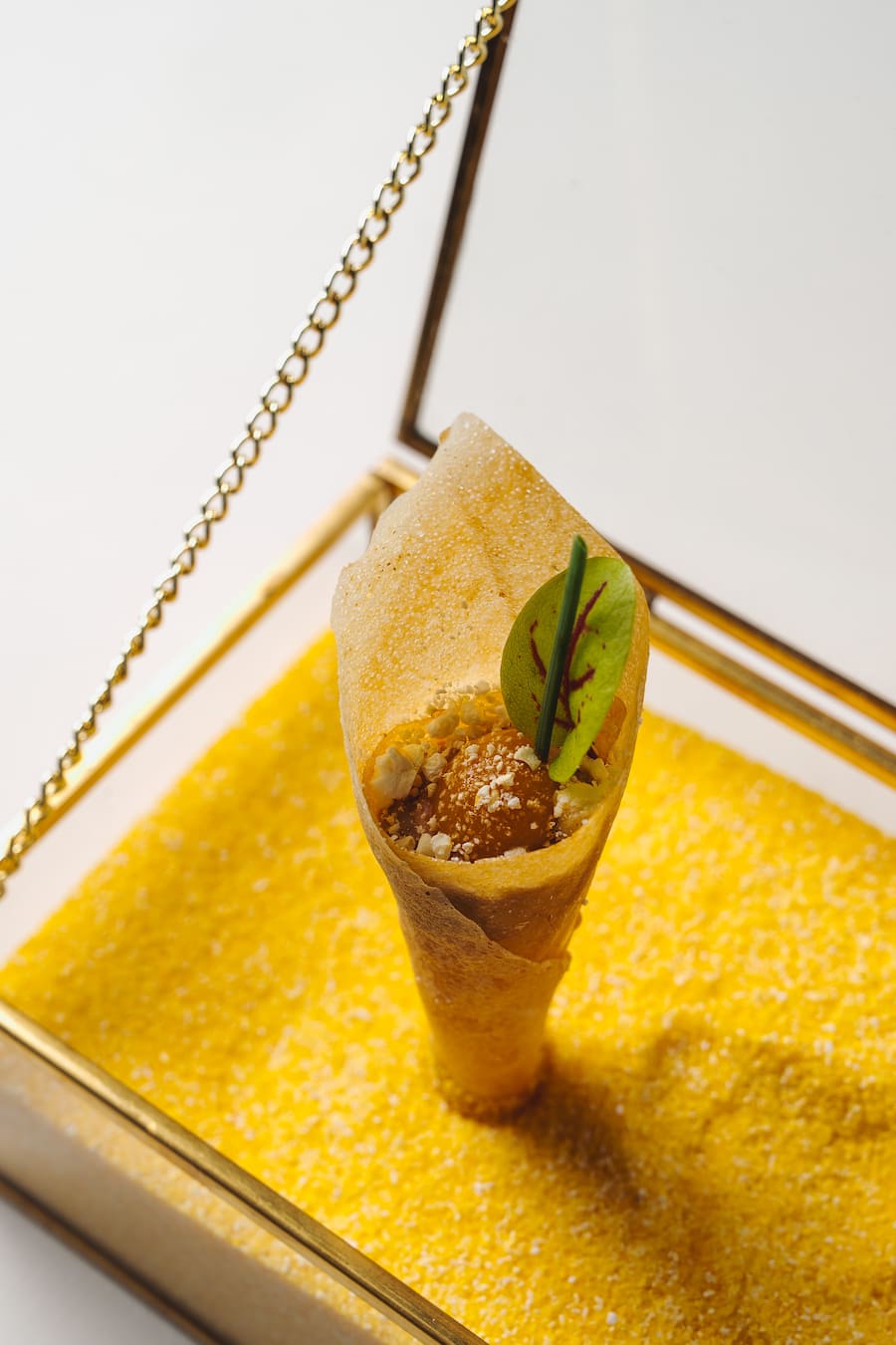 Backstage Hotel / Diner's Club powered by After Seven, Florian Neubauer: Pouletleber-Cornet, Walliser Aprikose - Kitchenparty 2024 - Zermatt - Copyright Olivia Pulver