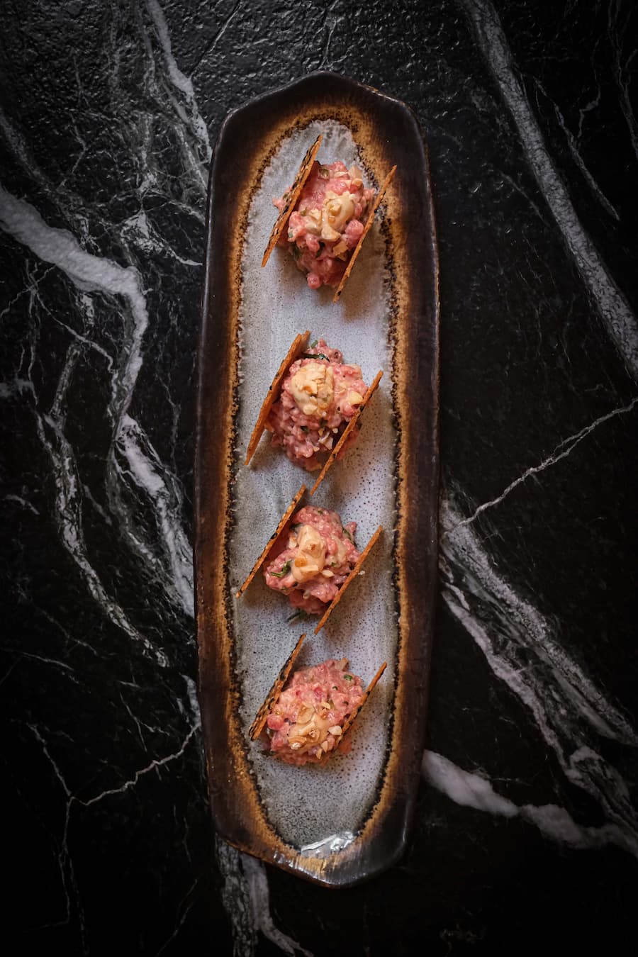 Beef-Tacos, Bar Style. Mit Kobe im Zentrum.