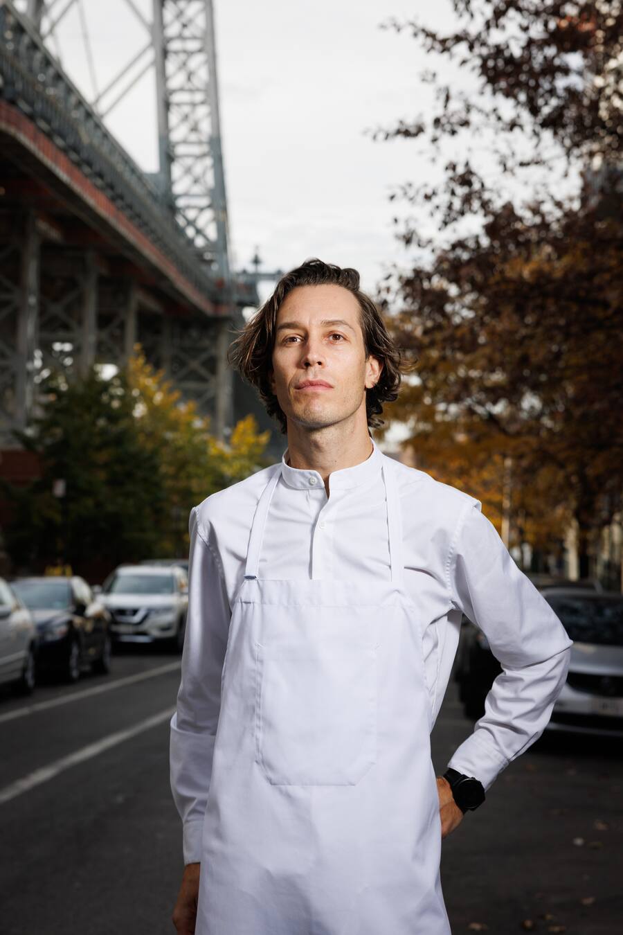 BROOKLYN, NEW YORK, NOVEMBER 17, 2023: Svenska kocken Fredrik Berselius fotograferad på sin Michelin belönade restaurang, Aska i Williamsburg, Brooklyn.CREDIT: Agaton Strom