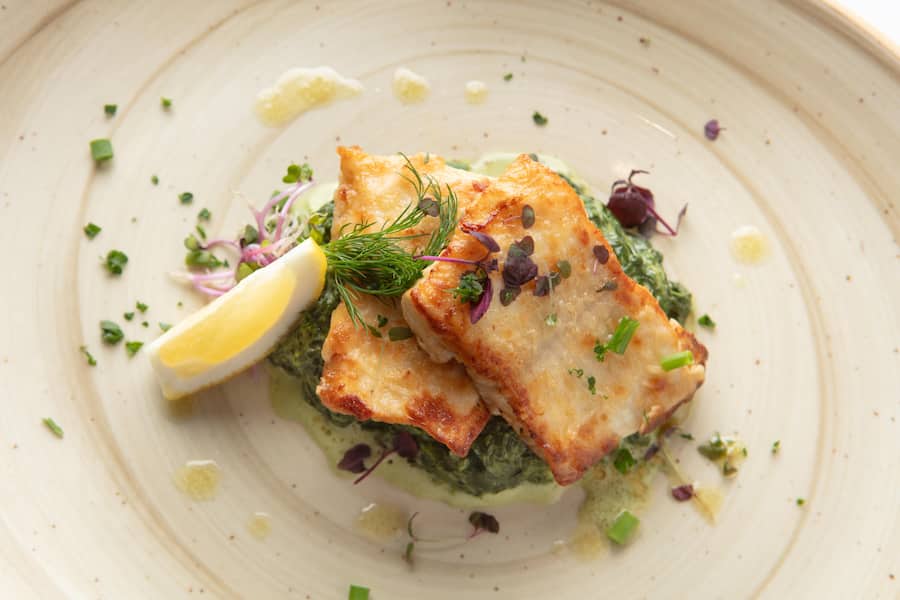 Zürichseefisch; Hecht auf Rahmblattspinat mit Bratkartoffeln; Zulieferant Andreas Braschler, Hurden