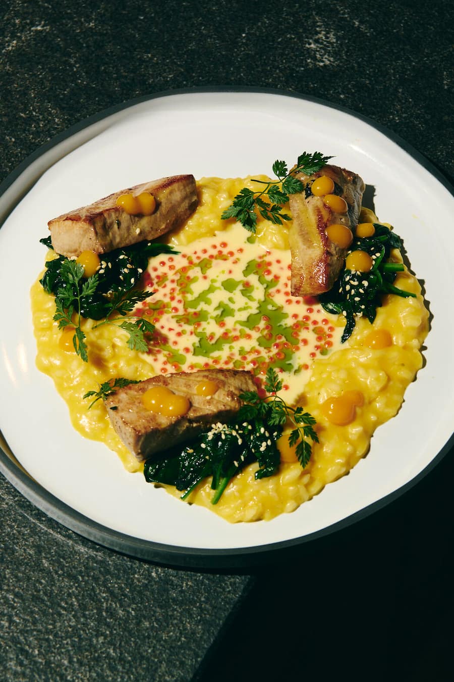 Stör aus Frutigen, Kürbisrisotto Maison Hornberg