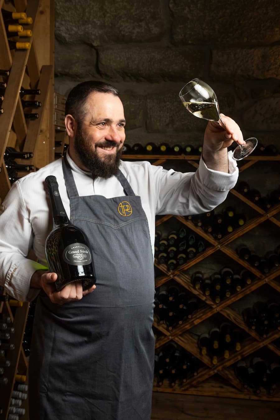 Romain Paillereau, restaurant des 3 tours ,Bourguillon, Fribourg.Champagne Laurent Perrier.