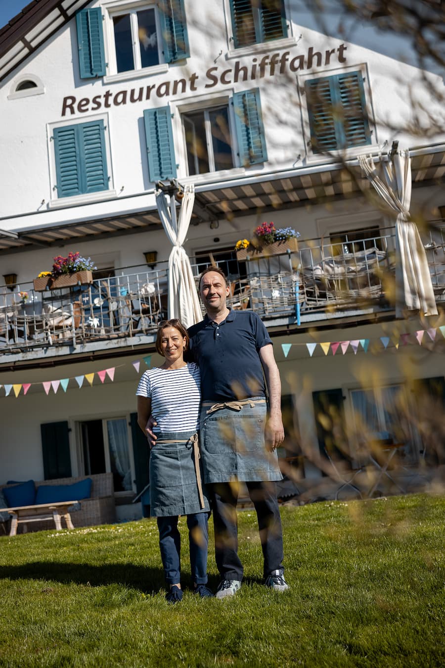 12.04.2025, Country Guide Zuerichsee, Restaurant Schifffahrt, Matthias Kipping & Anita Anderhub (photo by Remy Steiner for Gault Millau)