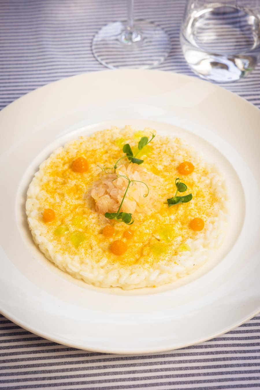 Risotto, Zitrusfrüchte, Champagner