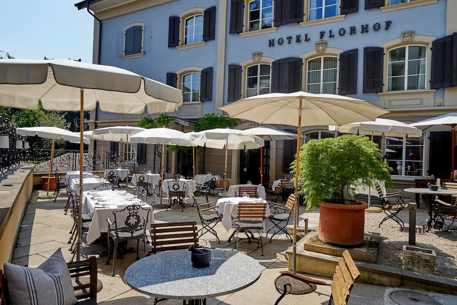 Aussenansicht Sommer Terrasse Hotel Florhof Hotel Florhof Zuerich Zürich, 27.1.2017 © HO
