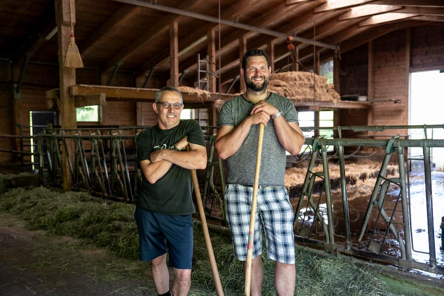 Gubser Limousin, Bauer und Viehzüchter in Oberterzen, Fabian Gubser mit Vater David