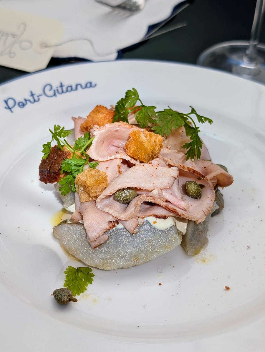 Vitello tonnato et artichauts