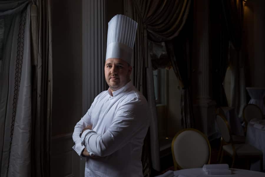 Gericht: SPAGHETTI ALLA CHITARRA Medaillon / Bisque Baur au Lac Küchenchef Maximilian Müller Fotografiert am 12.03.2024