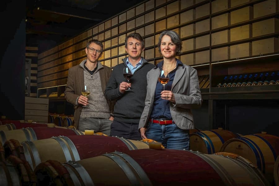 Die Rouvinez. Frédéric, Philippe und Veronique Rouvinez führen die berühmte Walliser Domaine in dritter Generation.