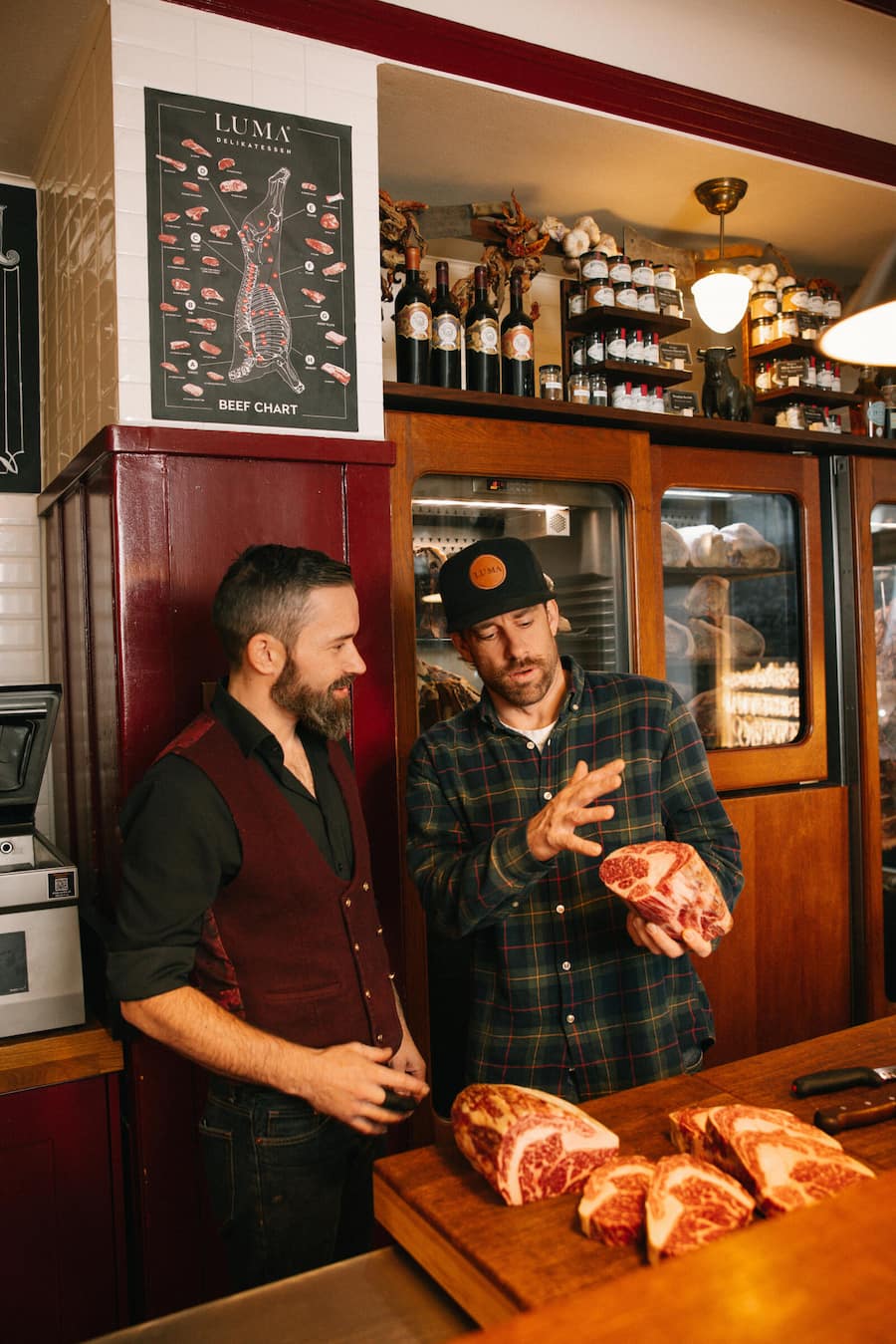 20.11.2025, Zürich, Williams Butchers Table Hegibachplatz, Mario Pappa und Marco Tessaro (photo by Remy Steiner for Gault Millau) Butcher's Table, Zürich