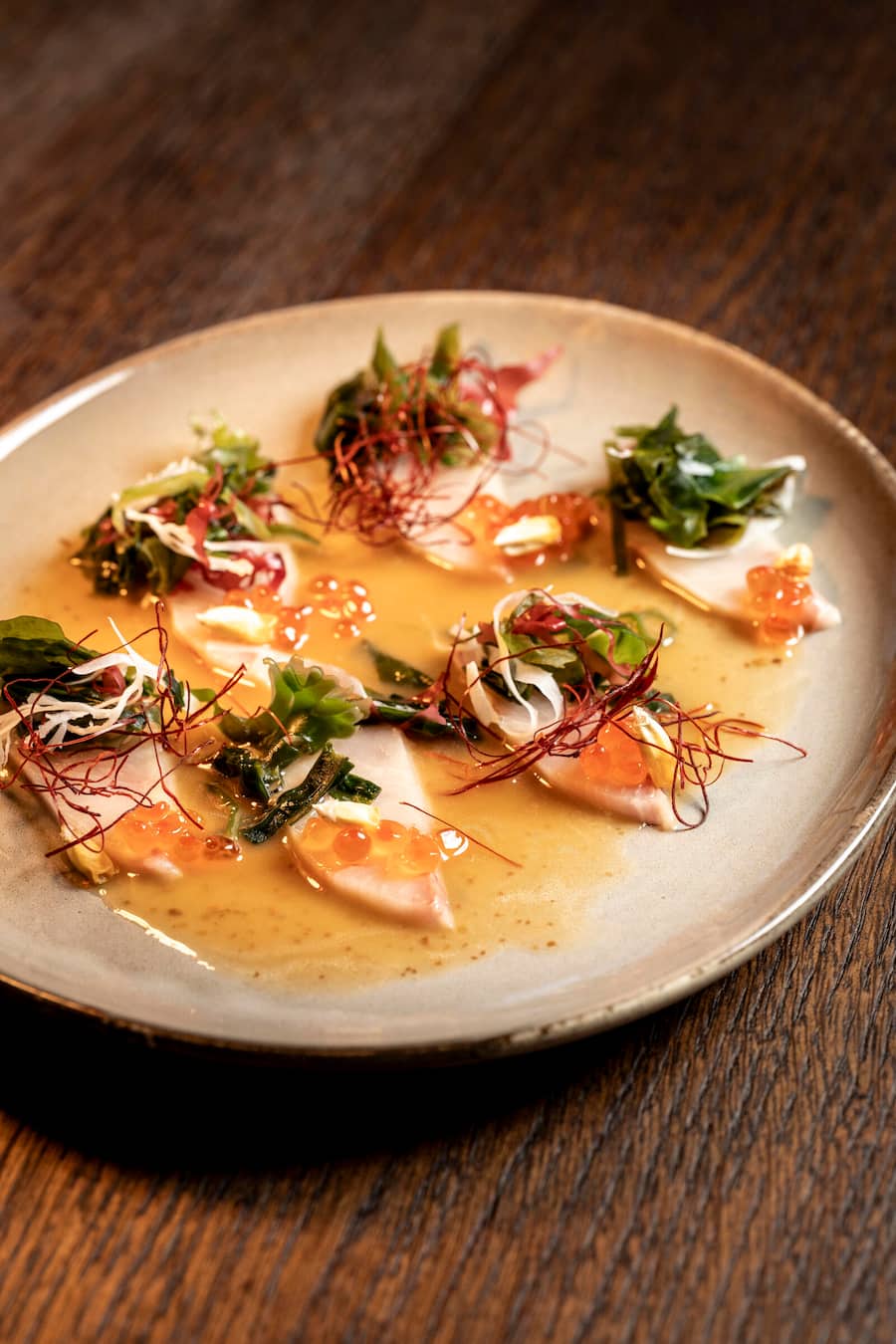 Hotel Adula Flims, Hamachi (Art Makrele) mit Sea Weed