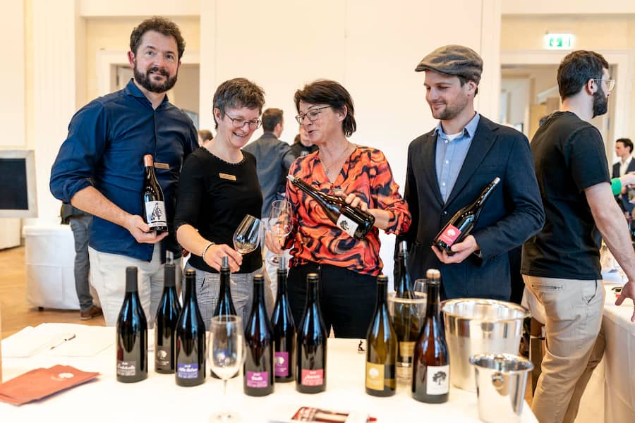 Faszination Pinot Noir 2026, in Bad Ragaz, Matthias und Sina Gubler-Möhr, Irene Grünenfelder und Johannes Hunger
