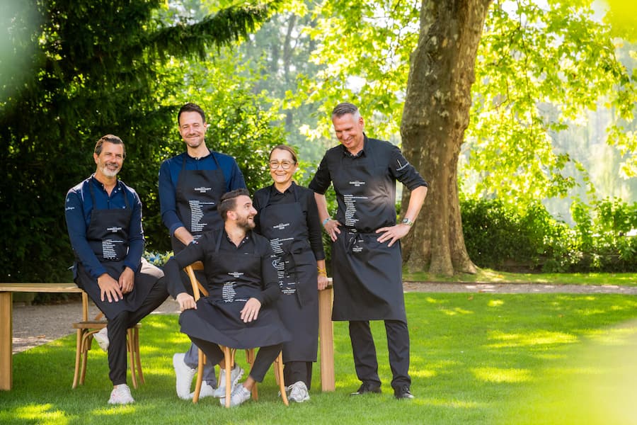 In der 19-Punkteliga, bewundert von ihren Kollegen. V.l. Tanja Grandits mit Andreas Caminada, Marcel Skibba, Marco Campanella, Heiko Nieder.