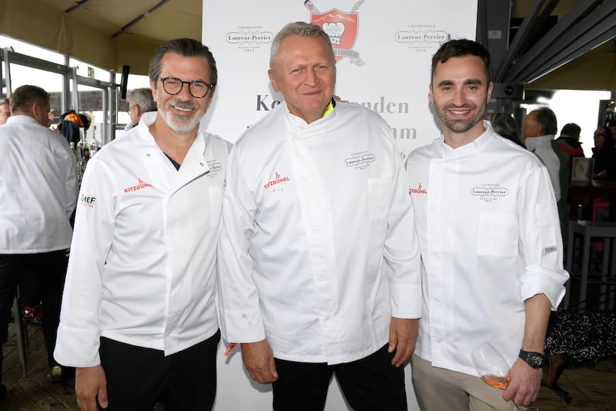 Andreas Caminada, Peter Knogl (Cheval Blanc by Peter Knogl), Silvio Germann (Mammertsberg)Laurent-Perrier Cup mit Koch-Legenden am Hahnenkamm / Skirennen â Riesentorlauf nähe Streifabfahrt (Waldelift) und Verpflegung der Teilnehmer im Restaurant Hochkitzbühel bei Tomschy in Kitzbühel am 29.03.2026 und 30.03.2026Agency People Image (c) Michael Tinnefeld