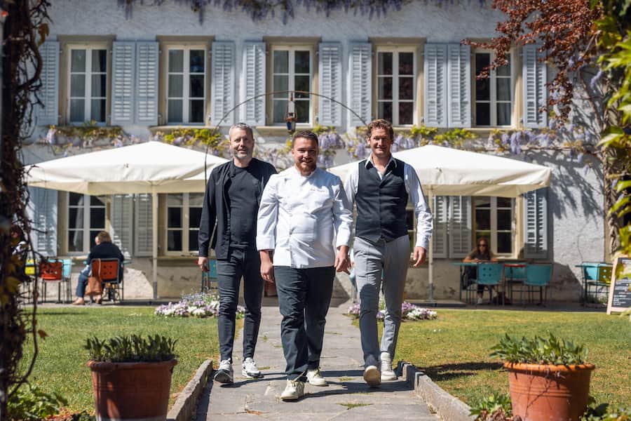 23.04.2026, Fribourg, Auberge aux 4 Vents, Francois Baumann, Axel Voegelé und Philippe Roschy (photo by Rémy Steiner for Gault Millau)