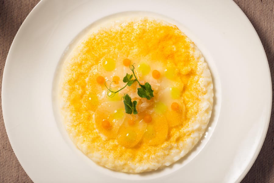 Klassiker: Risotto agli Agrume, mit Champagner.