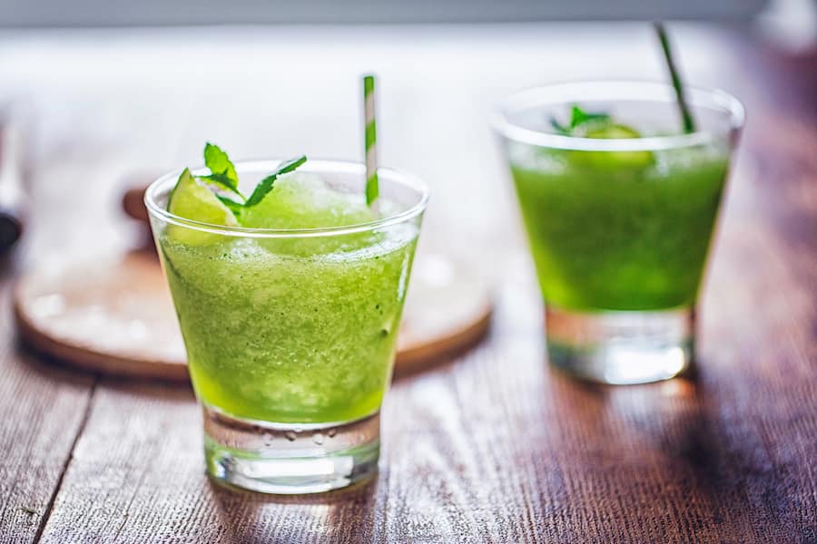 Frozen Mojito with white rum, lime, mint and crushed ice