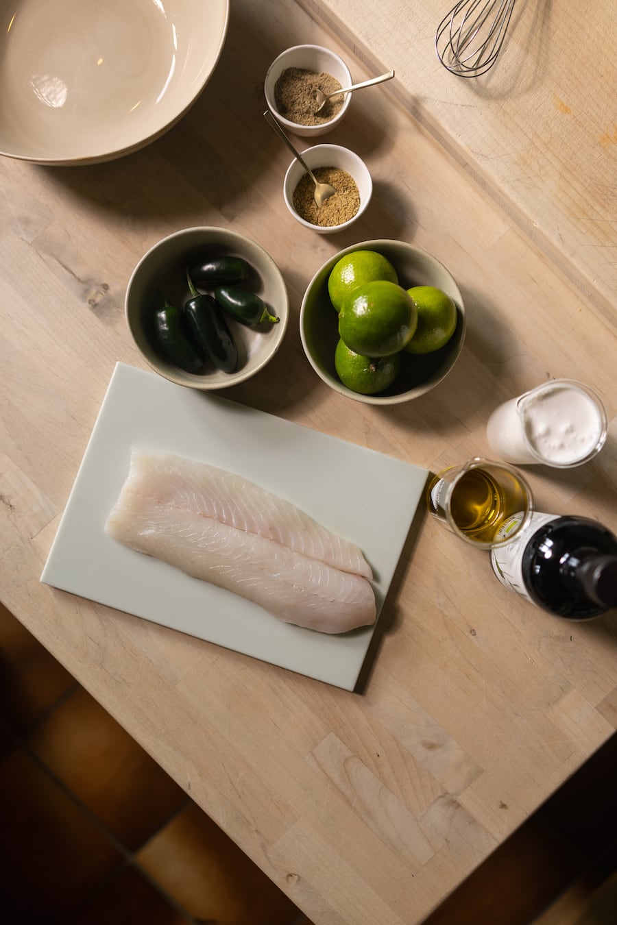 Tanja Grandits, Fontclara, Olivenöl, Zander-Ceviche mit Basilikum-Olivenöl