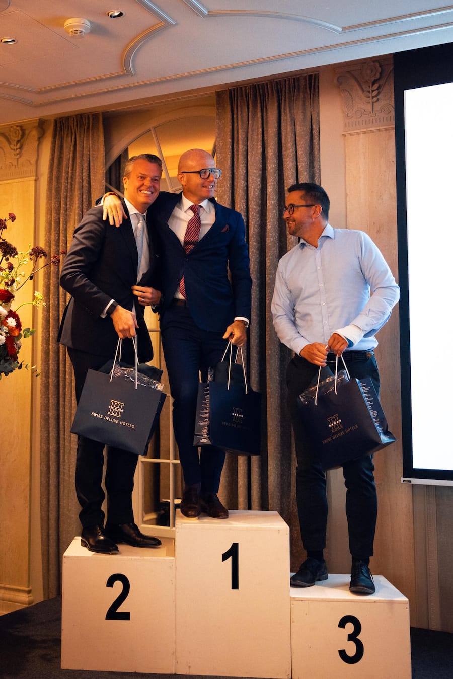 Auf dem Podest: v.l. Christian von Rechenberg, Quentin Delohen, Sascha Spiegel.