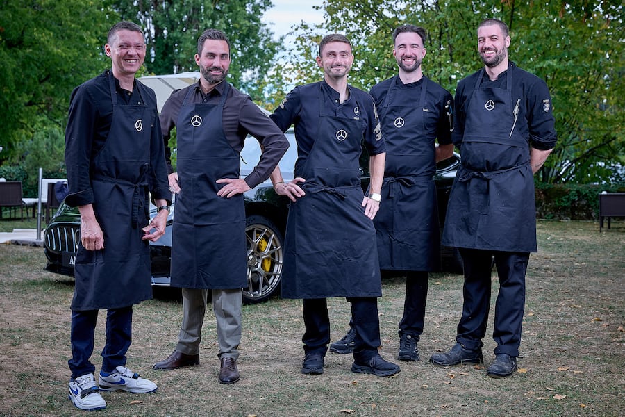 Choully, le 20 septembre 2026, Mercedes invite Guy Ravet et Philippe Chevrier pour un parcours gourmand a 4 mains au domaine de Choully Ici Guy Ravet et son Team, © sedrik nemeth