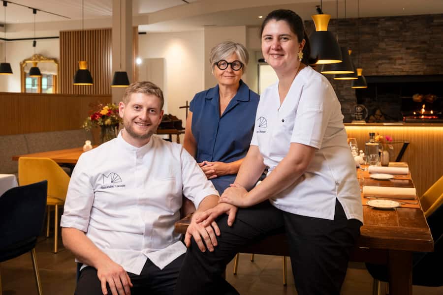 Alexandre lacoste, chef, Corinne von Känel Miranda, propriétaire, Claryce Monnier, cheffe.