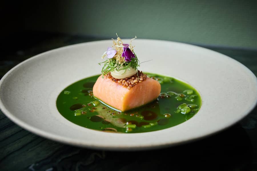 Nicht einfach zu «pairen»: Saibling mit Aguachile und Cashews von Mitja Birlo.