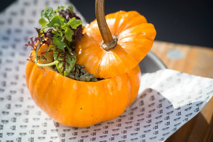Café Le Montriand à Lausanneici salade Le "légume surprise",courge tiède,farcie aux lentillles& crudités du marché