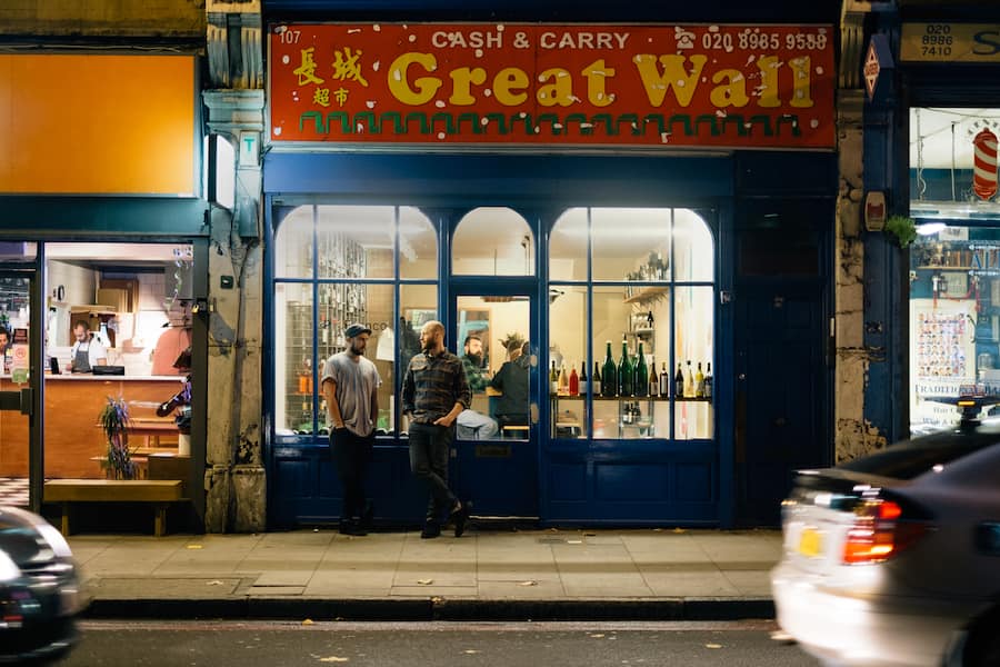 Winebar P. Franco storefront in London