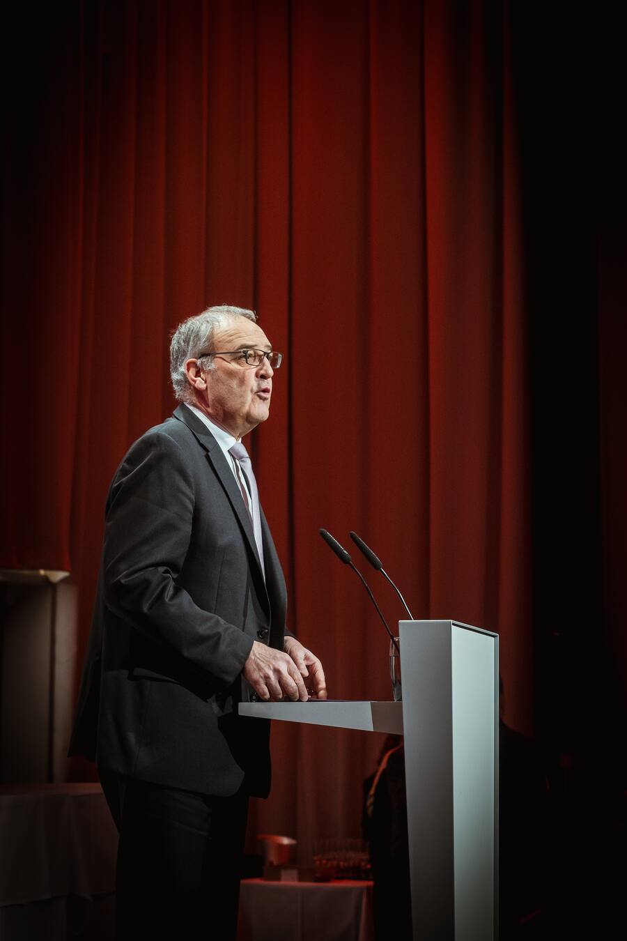 Guy Parmelin, Bundesrat - Finale des Goldenen Kochsm 2019 im Kursaal Bern. Die Finalisten Maximilian Müller, Kévin Vasselin, Alexandre Juton, Ale Mordasini, Lukas Schär und Victor Moriez kämpfen um den begehrten Pokal. Montag, 25. Februar 2019. Copyright Olivia Pulver