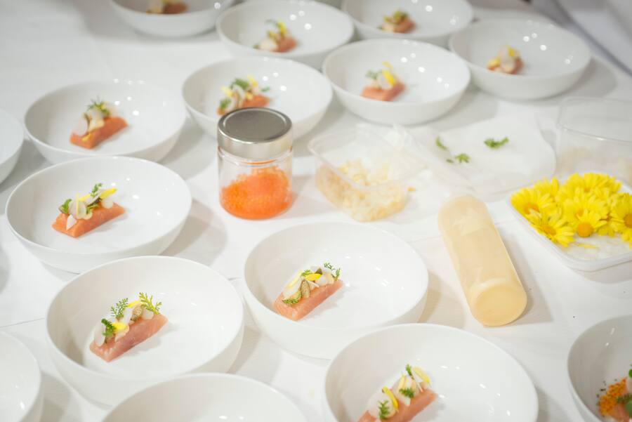 Lausanne.Beau-rivage palace.Soirée gastronomique à 4 mains le chef Andreas Caminada invité chez Anne-Sophie Pics