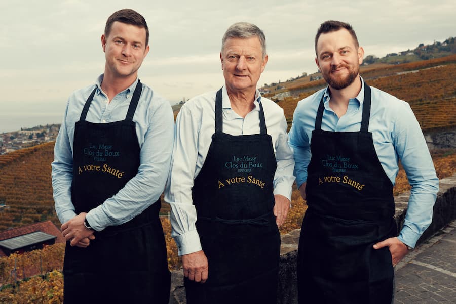 Portrait Luc Massy, Benjamin Massy, Gregory Massy. Massy Vins, Clos du Boux