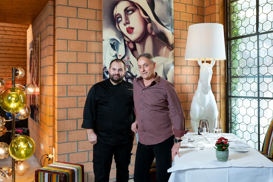 Restaurant Frohsinn Wagyu Beef, Küchenchef Clemens Pfister (l), mit Inhaber Philipp Pfister