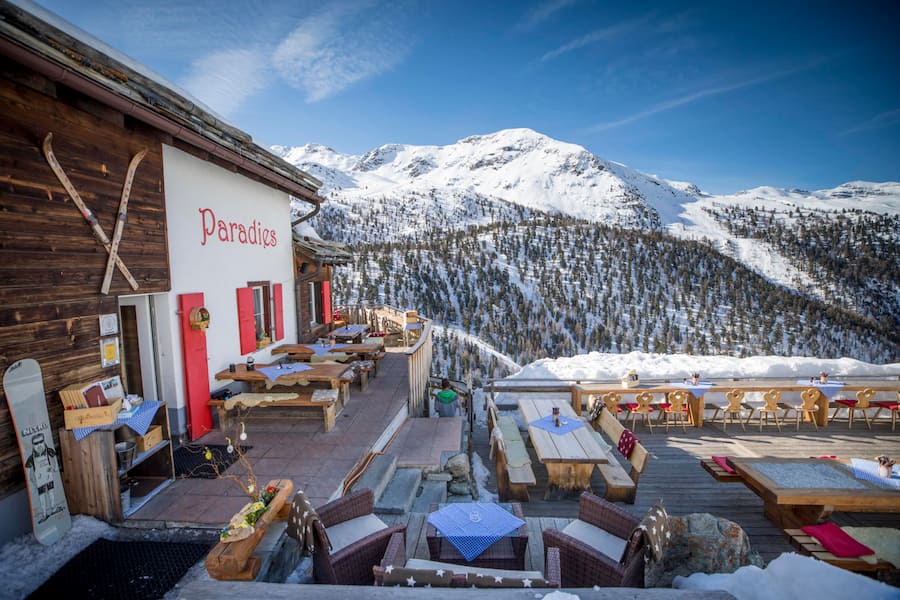 Restaurant Paradies in Findeln oberhalb Zermatt. Aufgenommen am 06.04.2018 in Zermatt ©David Birri Al Dente 2018