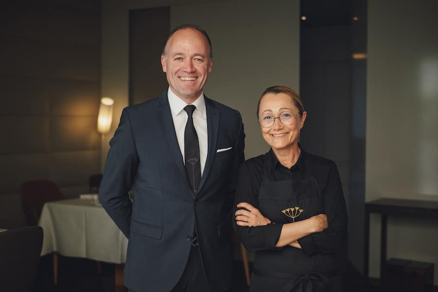 Chef-Sommelier Grégory Rohmer und Tanja Grandits, Stucki, Tanja Grandits,Foto: Digitale Massarbeit, Tanja und Simon Kurt,