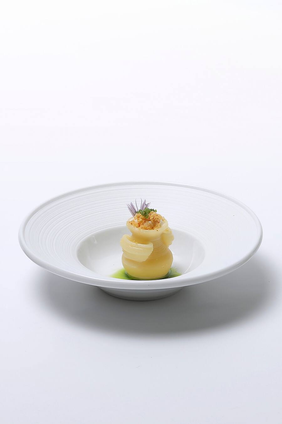 Pasta aus dem 3D-Drucker! Die «Amphore» war mit Carbonara-Elementen gefüllt.