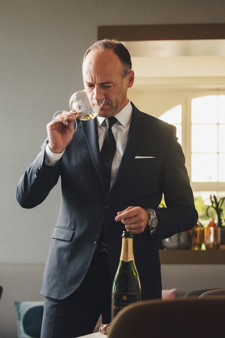 Chef-Sommelier Grégory Rohmer, Stucki, Tanja Grandits, Delamotte Blanc de Blancs 1999,Foto: Digitale Massarbeit, Tanja und Simon Kurt,