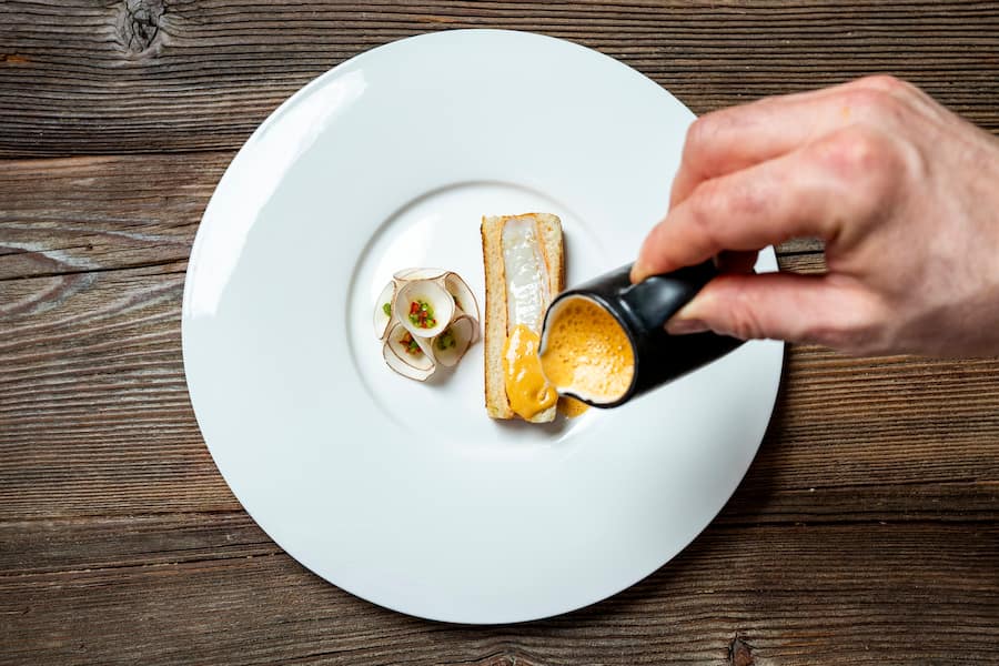 Tobias Buholzer, Restaurant Zur Rose, Rueschlikon, Swiss Shrimp Toast mit Champignon