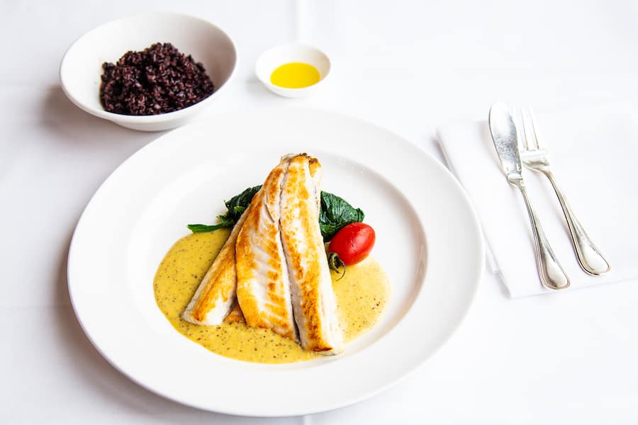 Wolfsbarsch Senfsauce Ristorante Bianchi